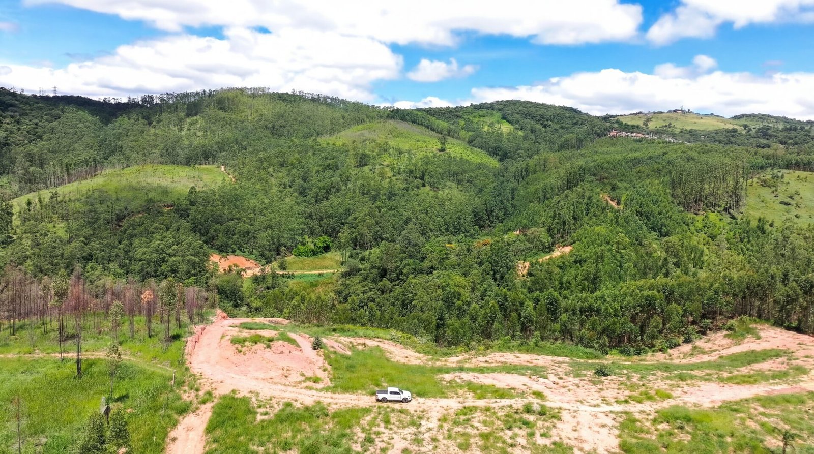 Vista panorâmica do terreno e vegetação